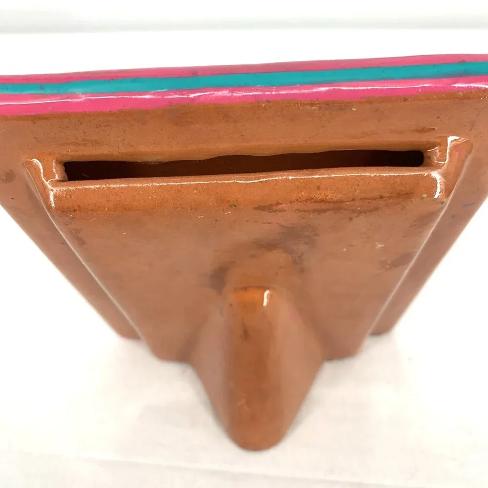 Mexican Terracotta Hand Painted Photo Frame Colorful Folk Art Ceramic 5 x 7